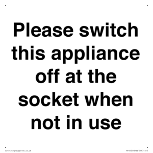 Please switch this appliance off at the socket when not in use